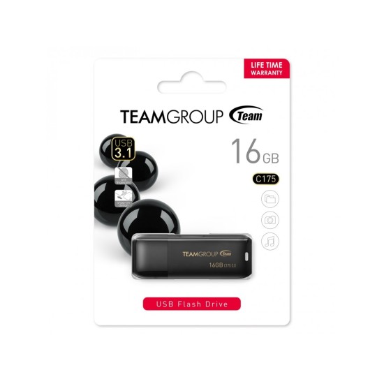 PENDRIVE TEAM GROUP C175 16GB USB 3.0 BLACK - TC175316GB01